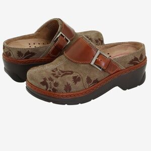 Klogs Austin Suede Tapestry Clog Mule 7.5 Western Floral Leather Slip-On Comfort